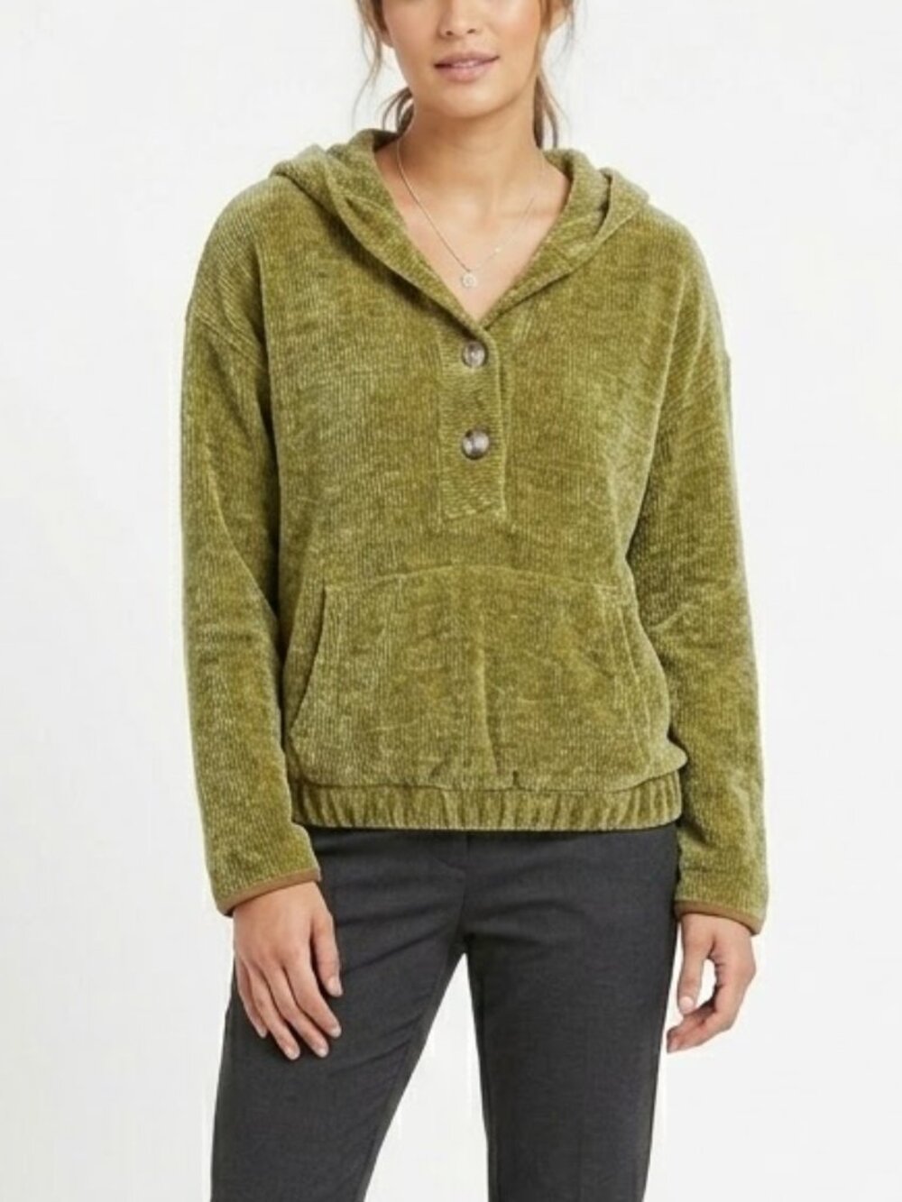 Chelsea & Theodore Green half button down Sweater Size Small - Picture 1 of 6